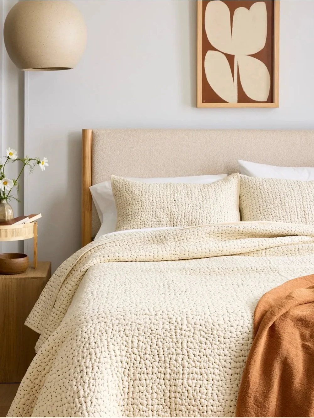 Quince Cotton Hand Stitched Quilt in Undyed King